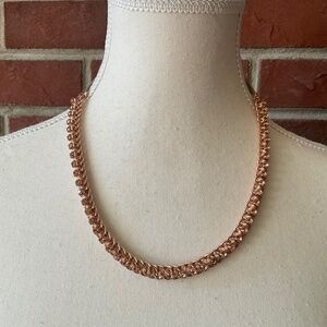Henri Bendel Rare Headband / Necklace Braided Rose Gold Chain & Rhinest…